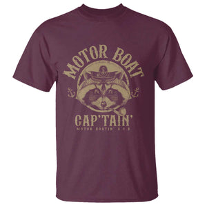 Funny Raccoon Motor Boat Captain T Shirt TS09 Maroon Print Your Wear