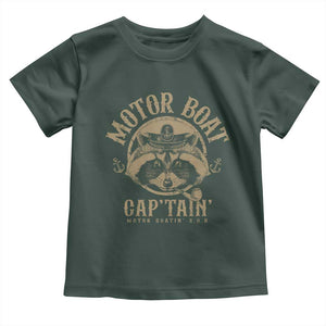 Funny Raccoon Motor Boat Captain Toddler T Shirt TS09 Dark Forest Green Print Your Wear