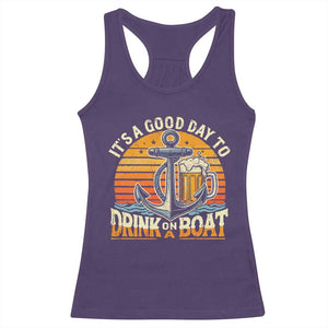 It's A Good Day To Drink On A Boat Racerback Tank Top Retro Sunset TS09 Purple Print Your Wear
