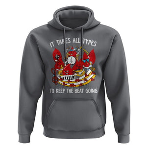 Phlebotomist Hoodie It Takes All Types To Keep The Beat Going TS09 Charcoal Printyourwear