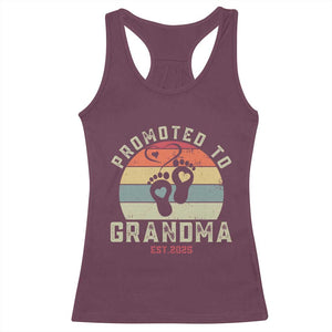 Retro Promoted To Grandma est 2025 Racerback Tank Top TS09 Maroon Print Your Wear
