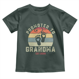 Retro Promoted To Grandma est 2025 Toddler T Shirt TS09 Dark Forest Green Print Your Wear