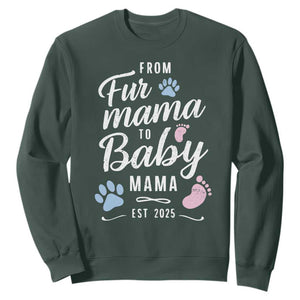 Funny From Fur Mama To Baby Mama Sweatshirt Dog Mom New Mom 2025 TS09 Dark Forest Green Print Your Wear