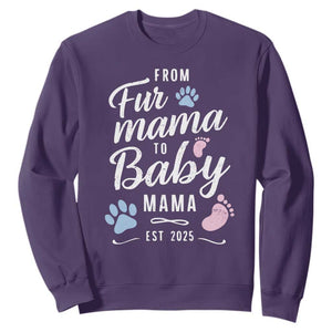 Funny From Fur Mama To Baby Mama Sweatshirt Dog Mom New Mom 2025 TS09 Purple Print Your Wear