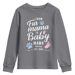 Funny From Fur Mama To Baby Mama Youth Sweatshirt Dog Mom New Mom 2025 TS09 Charcoal Print Your Wear