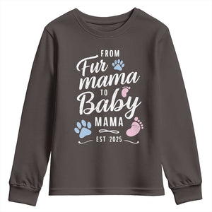 Funny From Fur Mama To Baby Mama Youth Sweatshirt Dog Mom New Mom 2025 TS09 Dark Chocolate Print Your Wear