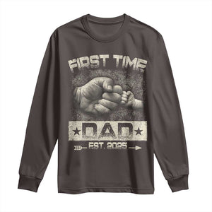 First Time Dad Est 2025 Long Sleeve Shirt TS09 Dark Chocolate Print Your Wear