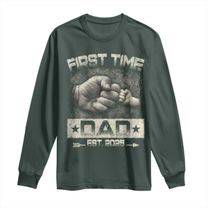 First Time Dad Est 2025 Long Sleeve Shirt TS09 Dark Forest Green Print Your Wear