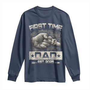 First Time Dad Est 2025 Long Sleeve Shirt TS09 Navy Print Your Wear
