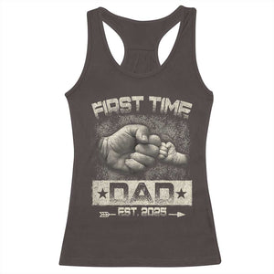 First Time Dad Est 2025 Racerback Tank Top TS09 Dark Chocolate Print Your Wear