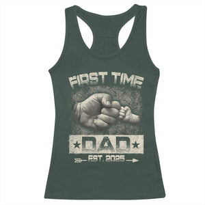First Time Dad Est 2025 Racerback Tank Top TS09 Dark Forest Green Print Your Wear