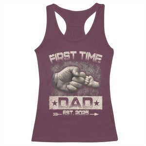 First Time Dad Est 2025 Racerback Tank Top TS09 Maroon Print Your Wear