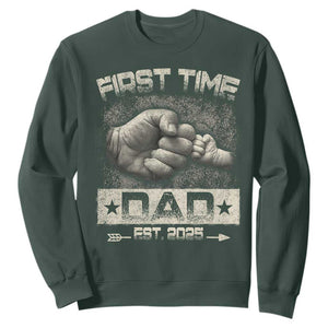 First Time Dad Est 2025 Sweatshirt TS09 Dark Forest Green Print Your Wear