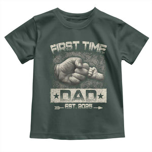 First Time Dad Est 2025 Toddler T Shirt TS09 Dark Forest Green Print Your Wear