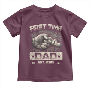 First Time Dad Est 2025 Toddler T Shirt TS09 Maroon Print Your Wear