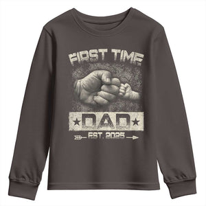 First Time Dad Est 2025 Youth Sweatshirt TS09 Dark Chocolate Print Your Wear