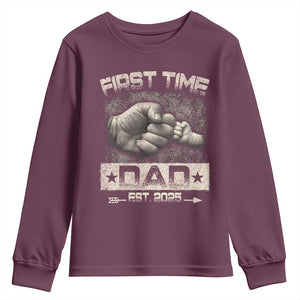 First Time Dad Est 2025 Youth Sweatshirt TS09 Maroon Print Your Wear