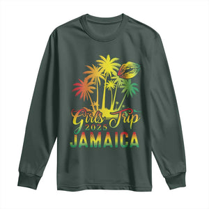 Jamaica Girls Trip 2025 Long Sleeve Shirt Summer Vacation TS09 Dark Forest Green Print Your Wear