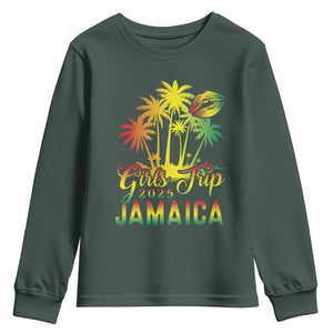 Jamaica Girls Trip 2025 Youth Sweatshirt Summer Vacation TS09 Dark Forest Green Print Your Wear
