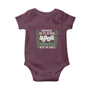 Happiness Is Playing Mahjong With The Girls Baby Onesie TS09 Maroon Print Your Wear