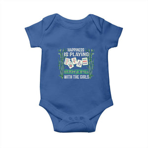 Happiness Is Playing Mahjong With The Girls Baby Onesie TS09 Royal Blue Print Your Wear