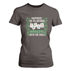 Happiness Is Playing Mahjong With The Girls T Shirt For Women TS09 Dark Chocolate Print Your Wear