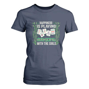 Happiness Is Playing Mahjong With The Girls T Shirt For Women TS09 Navy Print Your Wear