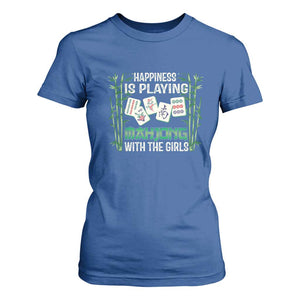 Happiness Is Playing Mahjong With The Girls T Shirt For Women TS09 Royal Blue Print Your Wear