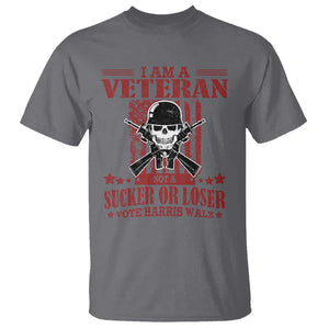 Veteran For Harris Walz T Shirt Not A Sucker Or A Loser American Eagle Flag TS09 Charcoal Print Your Wear