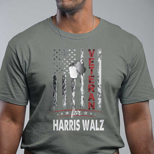 Veteran For Kamala T Shirt American Flag Harris Support President 2024 TS09 Military Green Print Your Wear