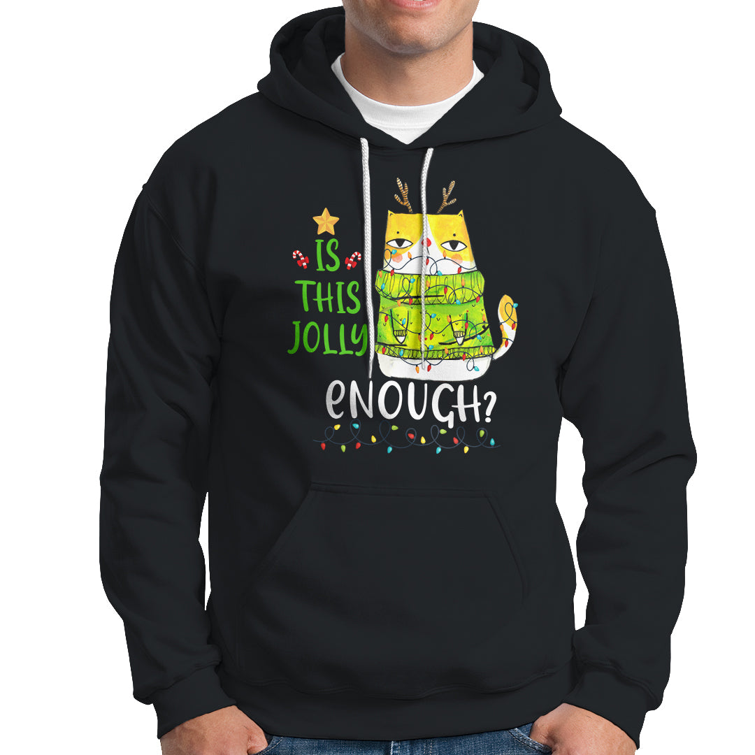 Is This Jolly Enough Funny Cat Merry Christmas Light Hoodie TS09 Printyourwear