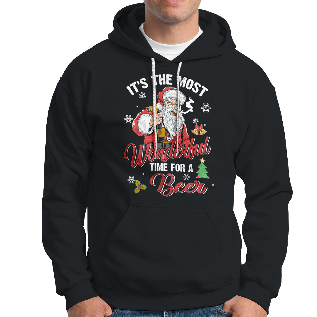 It's The Most Wonderful Time For A Beer Ugly Santa Drinking Hoodie TS09 Printyourwear