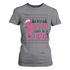 My Christmas Wish Is A Cure Breast Cancer T Shirt For Women TS09 Charcoal Print Your Wear