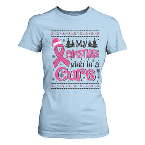 My Christmas Wish Is A Cure Breast Cancer T Shirt For Women TS09 Light Blue Print Your Wear