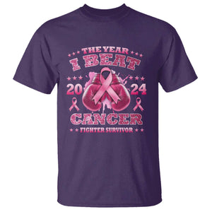 The Year I Beat Cancer Boxing Gloves Fighter Survivor T Shirt TS09 Purple Print Your Wear
