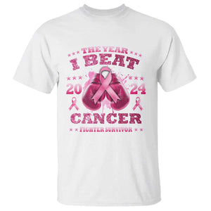 The Year I Beat Cancer Boxing Gloves Fighter Survivor T Shirt TS09 White Print Your Wear