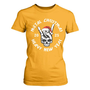 Funny Heavy Metal T Shirt For Women Metal Christmas Heavy New Year Rock Hand Sign TS09 Gold Print Your Wear