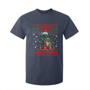 Funny Heavy Christmas Rock Band Guitarist T Shirt For Kid TS09 Navy Print Your Wear