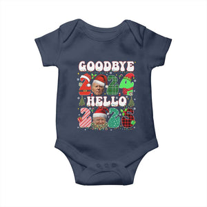 Funny Goodbye 2024 Hello 2025 With Trump Baby Onesie TS09 Navy Print Your Wear