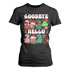 Funny Goodbye 2024 Hello 2025 With Trump T Shirt For Women TS09 Black Print Your Wear