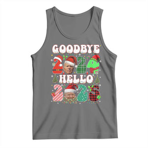Funny Goodbye 2024 Hello 2025 With Trump Tank Top TS09 Black Heather Print Your Wear