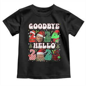 Funny Goodbye 2024 Hello 2025 With Trump Toddler T Shirt TS09 Black Print Your Wear