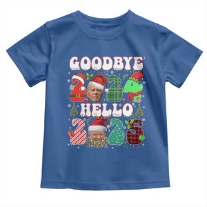 Funny Goodbye 2024 Hello 2025 With Trump Toddler T Shirt TS09 Royal Blue Print Your Wear