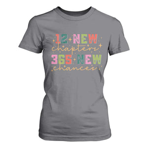 Happy New Year T Shirt For Women 12 New Chapters 365 New Chances TS09 Charcoal Print Your Wear