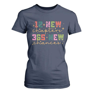 Happy New Year T Shirt For Women 12 New Chapters 365 New Chances TS09 Navy Print Your Wear