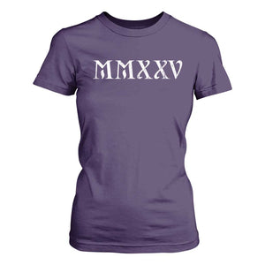 Happy New Year 2025 T Shirt For Women MMXXV Roman Numerals TS09 Purple Print Your Wear