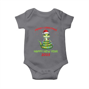 Year Of The Snake 2025 Baby Onesie Merry Christmas And Happy New Year Cute Snake TS09 Charcoal Print Your Wear