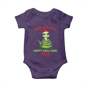 Year Of The Snake 2025 Baby Onesie Merry Christmas And Happy New Year Cute Snake TS09 Purple Print Your Wear
