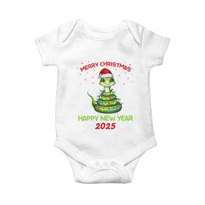 Year Of The Snake 2025 Baby Onesie Merry Christmas And Happy New Year Cute Snake TS09 White Print Your Wear