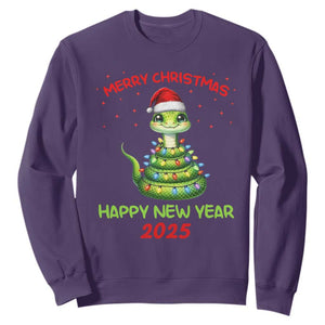Year Of The Snake 2025 Sweatshirt Merry Christmas And Happy New Year Cute Snake TS09 Purple Print Your Wear